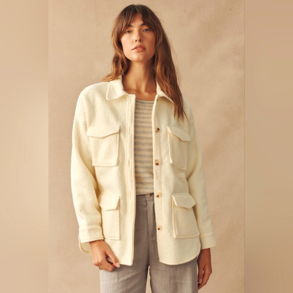 Little Lies Cream color Cargo Shaket, Size M
